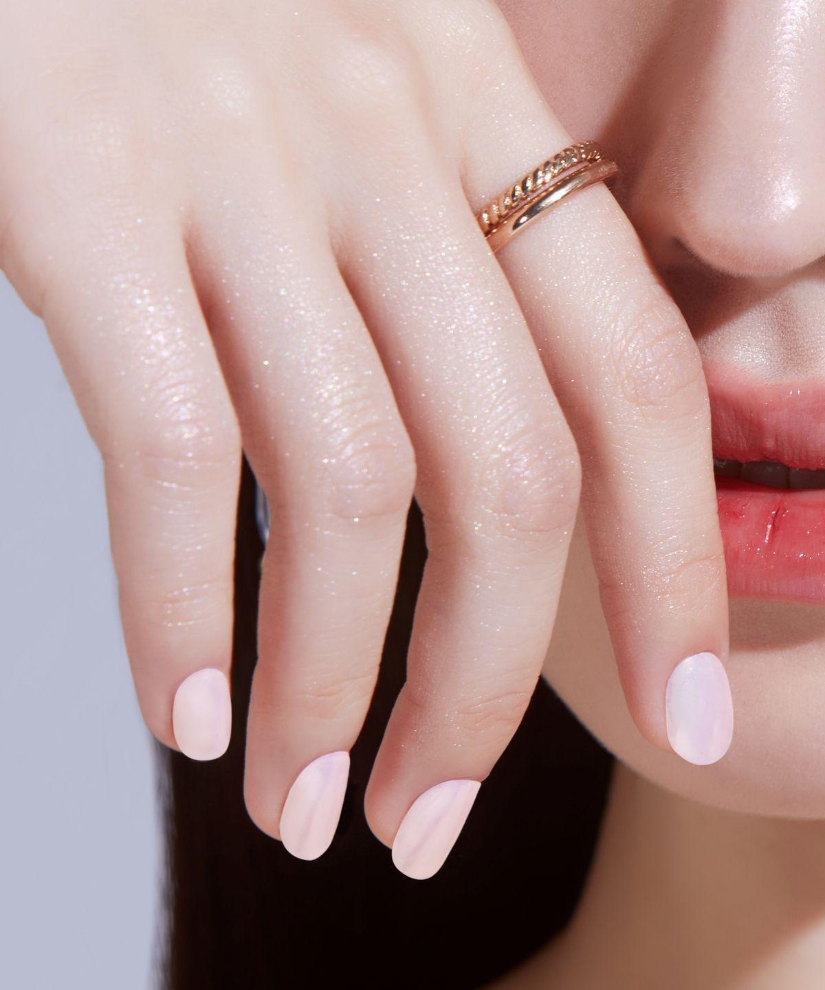Mirror Pink Beige Stick-on Gel Nails