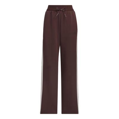 Soft Doubleknit Pant Lightweight Sports Drawstring Striped Straight Leg Casual Pants Women Bottoms Dark-Brown KB7588