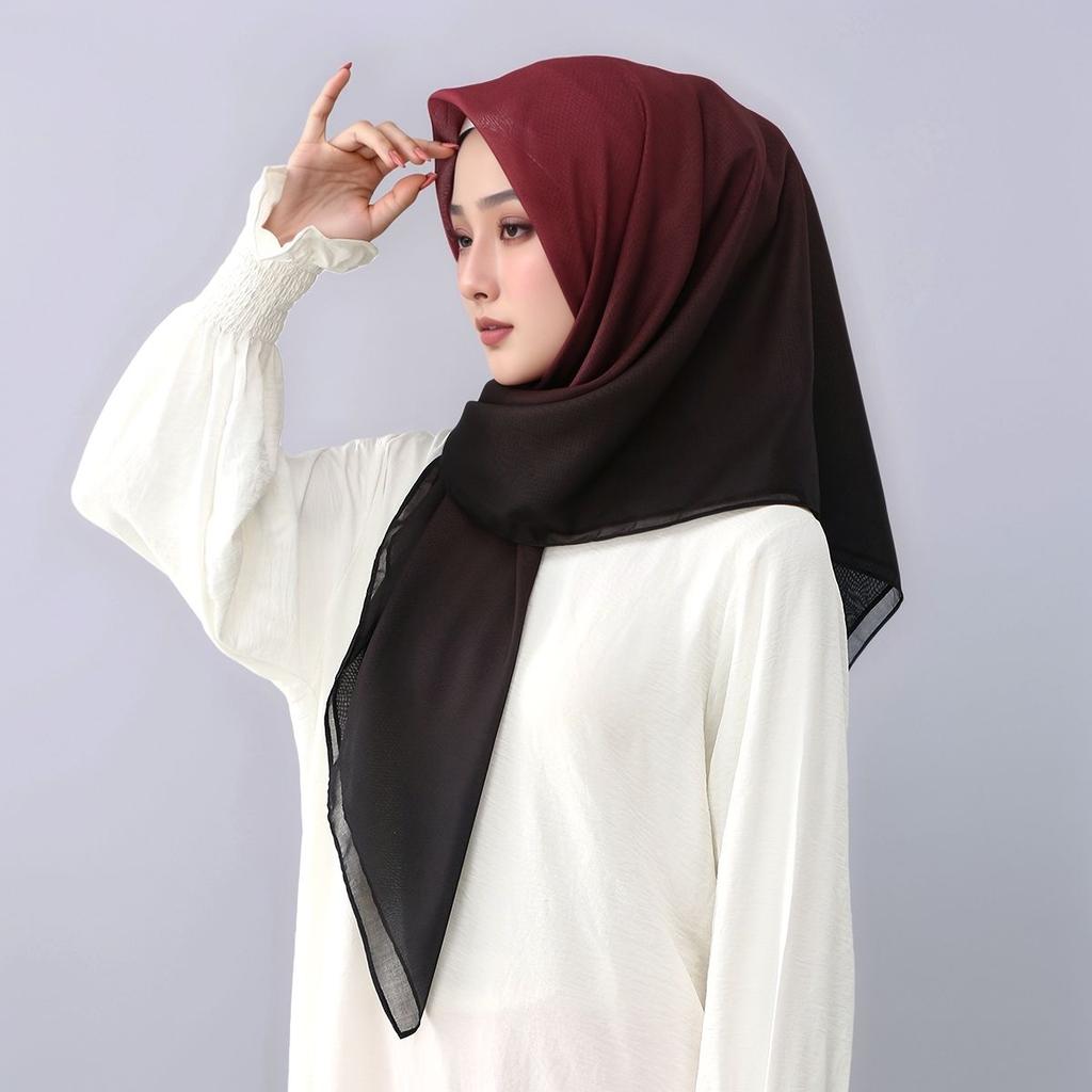 Nieuw Ontwerp Kleurverloop Vierkante Sjaal Moslim Vrouwen Hijab Katoen Viscose Hoofddoek Hoofdbanden Sjaal Wikkel Islamitische Tulband Foulard 110cm
