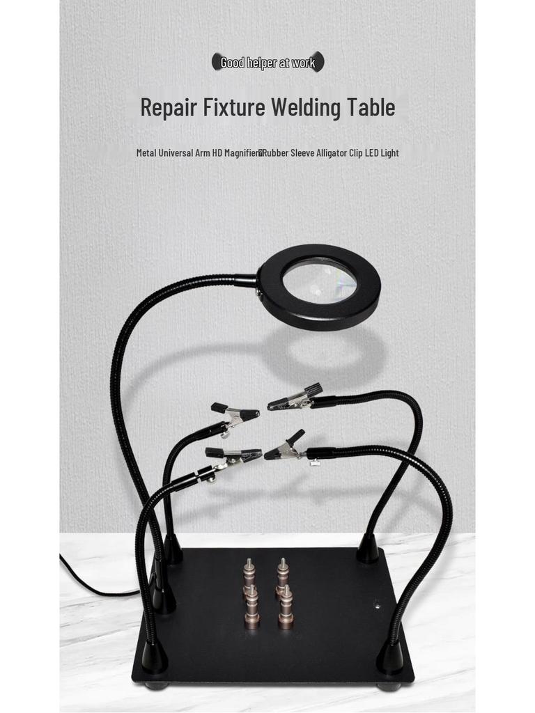 Mobile Phone Repair Fixture: PCB Circuit Board Holder with Universal Rod & LED Magnifier