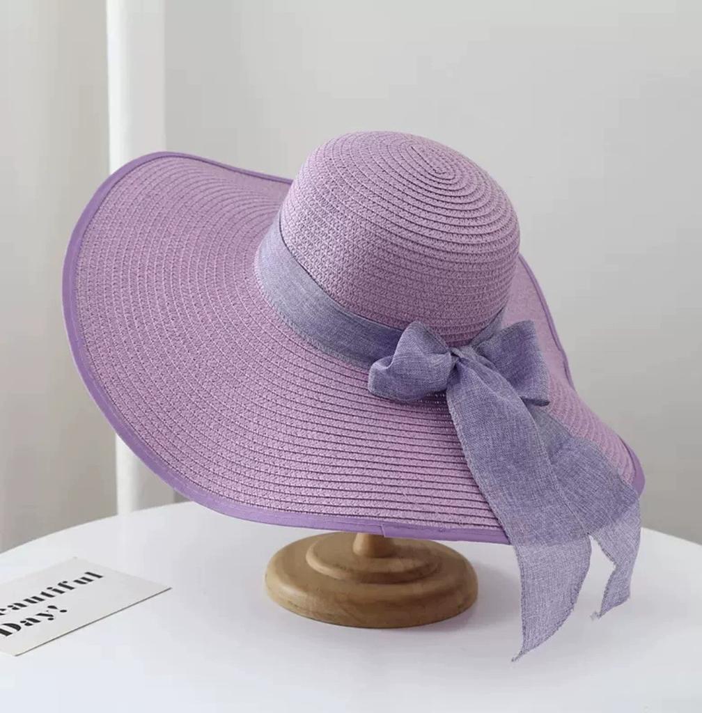 Korean Version of Straw Sun Hat, Foldable Women's Summer Bow Sun Hat, Vacation Big Along the Beach Straw Hat Big Brim