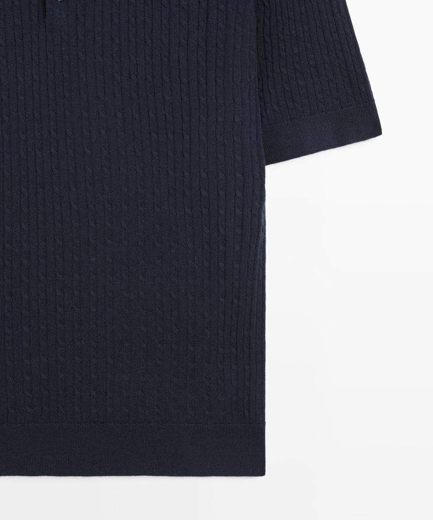 Masimodutti Merino Wool Knit Polo Sweater