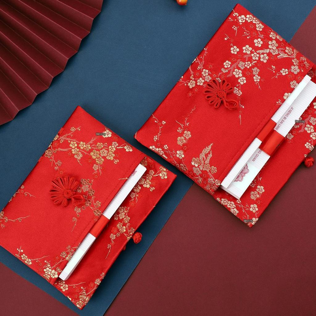 Creative Red Fabric Envelope for Weddings & New Year with Custom Text Logo