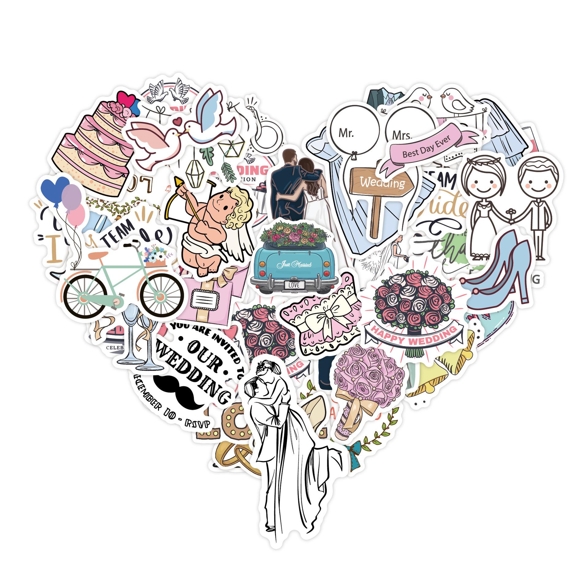 

50 шт. свадебные наклейки мультфильм вечерние граффити наклейки DIY холодильник телефон чемодан ноутбук Тетрадь автомобиля стикер на стену детские игрушки 50Pcs/set