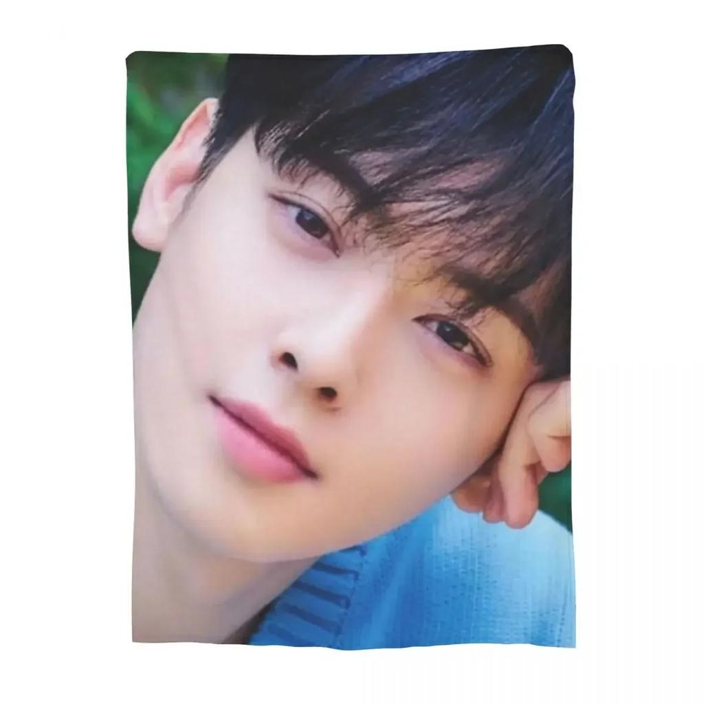 CHA EUN WOO Kpop ASTRO Fan-Geschenk Zubehör Decken Ultra-Weiche Flanell-Kuscheldecken Gemütliche Plüsch-Dünne Steppdecke
