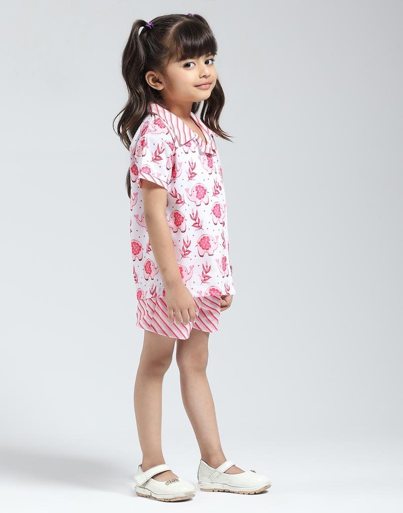 MONTE CARLO Girl's Regular Fit Printed Half Sleeve Short Set