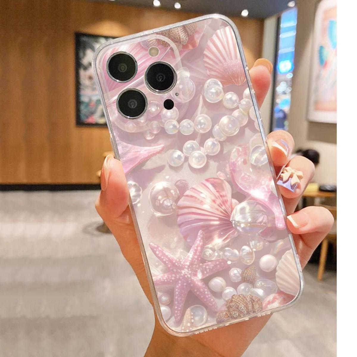 Pearl Shell Drop-Proof Clear Case for iPhone 14 to 17 Pro Max Models iPhone 12 Mini прозрачный