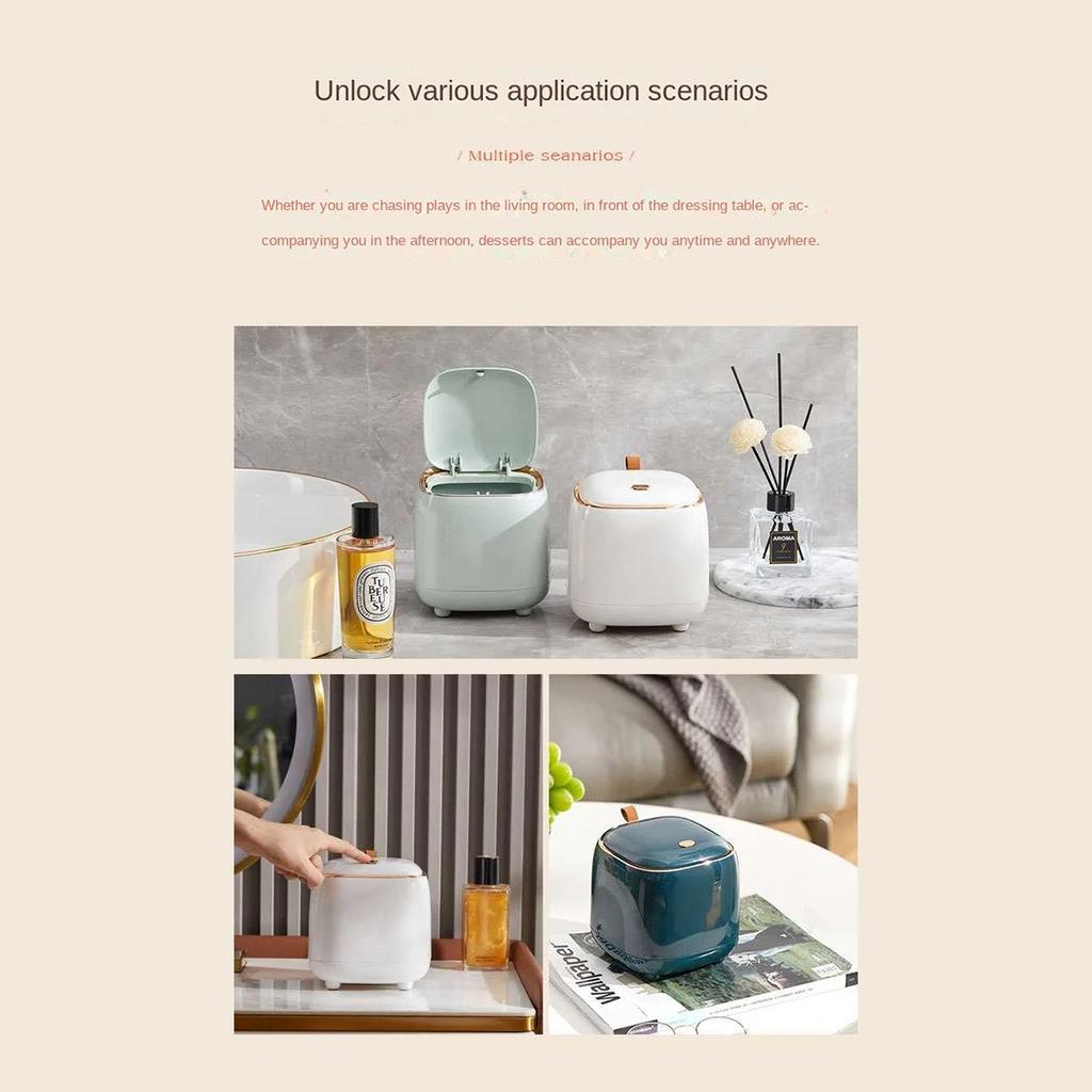 New Luxury Pressing Desktop Trash Can Double-Layer Coffee Table Bomb Cover Small Storage Bucket Bedroom Bathroom Trashbin
