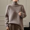 Women's High Neck Jacquard Wool Sweater - Thick, Loose Fit, Lazy Style