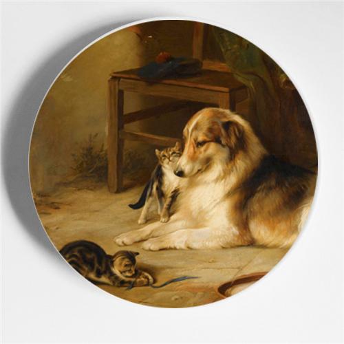 Walter Hunt Fratelli Pittura Arte Piatto Edgar Hunt Animale Cane Gatto Pecora Cavallo Piatto Decorativo Piatto da Appendere Arte Sfondo
