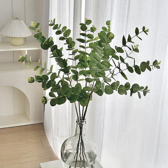Artificial Eucalyptus Flowers 3-Branch Faux Greenery for Wedding Decor And Home Vase Arrangements Realistic 3D Printed Leaves Evergreen All Season