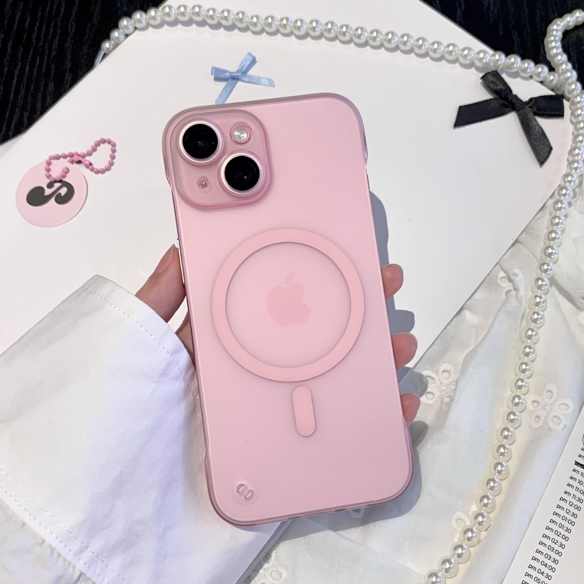 

Ice Mist Magnetic Case for Apple 16promax Phone Case, Skin-feel Magnetic Semi-wrapped Hard Shell, Ultra-thin Apple 16Plus розовый