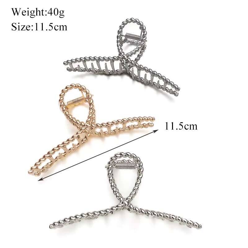 Einfache Metall Ausgehöhlte Geometrische Kralle Damen Elegantes Haaraccessoire Kreuz Krabbe Badeclip Für Frauen Mode Mädchen Kopfschmuck