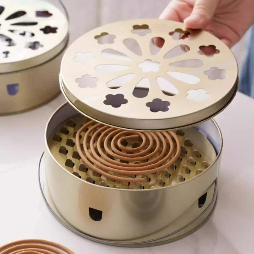 Mosquito Coil Holder Portable Tray Plum Blossom Heart Hollow Out Insect Repellent Anti Fire Sandalwood Incense Burner Box