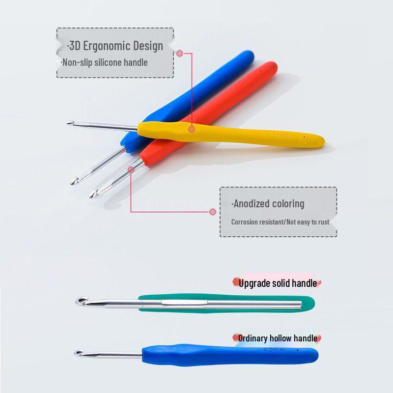 Non-Slip Soft Grip Crochet Hook Set with Handmade Knitting Bag
