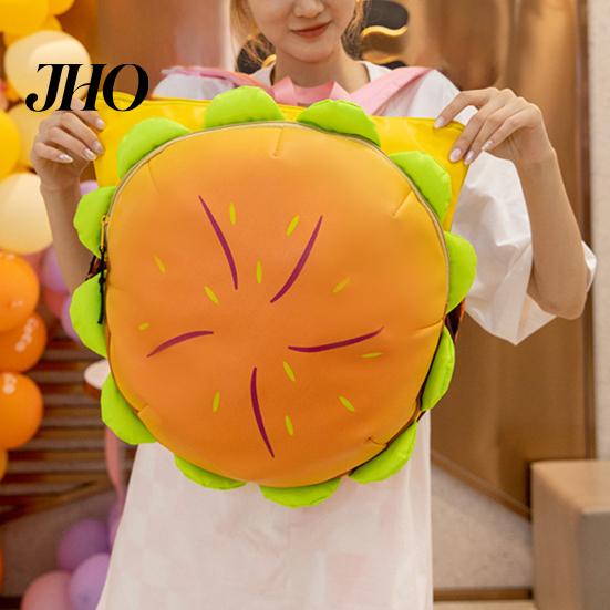 Novelty Food Backpack Hamburger with Adjustable Straps Realistic 3D Design Trendy Large Capacity Spacious Compartments Cheeseburger Storage Pouch