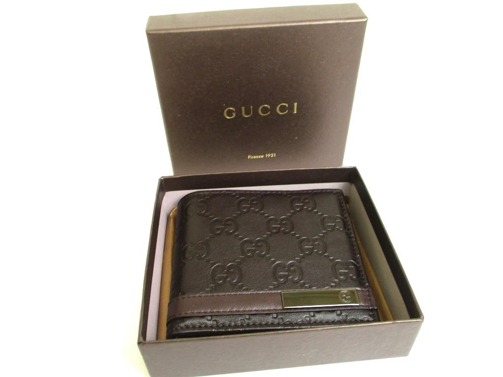 Authentic GUCCI Guccissima Dark Brown Leather Bifold Wallet Compact Wallet #a974  Pre-owned