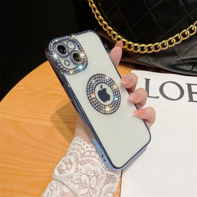 For Iphone 14 Pro Max Luxury Plating Flash Diamond Silicone Phone Case For Iphone 11 12 13 14 Plus Hollow Out Rhinestone Cover