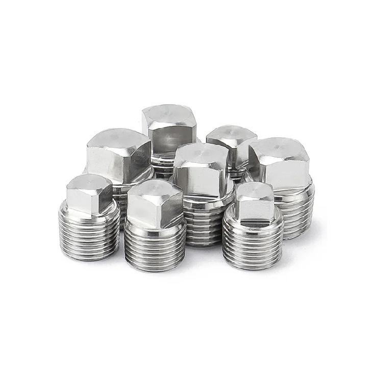 1 unidad 1/8" 1/4" 3/8" 1/2" 3/4" 1" 1-1/4" 1-1/2" 2" Pt Npt Macho Acero Inoxidable 304 Tapa Tapón de Extremo Cuadrado Accesorio de Tubería