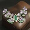 High-end Full Diamond Green Butterfly Brooch Elegant Exaggerated Niche Insect Pin Design Sense Versatile Insect Corsage Female
