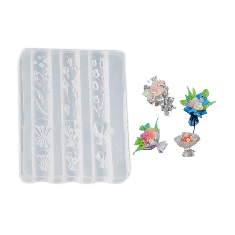 Nail Art Silicone Stamp Mold for Party and Salon Bouquet Shaped Manicure Mould Embossed Nail Stencils for Women Girls L