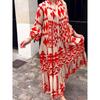 Elegantní Maxi šaty Ženy Ležérní Streetwear Vintage Geometrické Výstřih do V Boho Pláž Dlouhé Volné Šaty Dámské Vestidos Robe Ete Femme