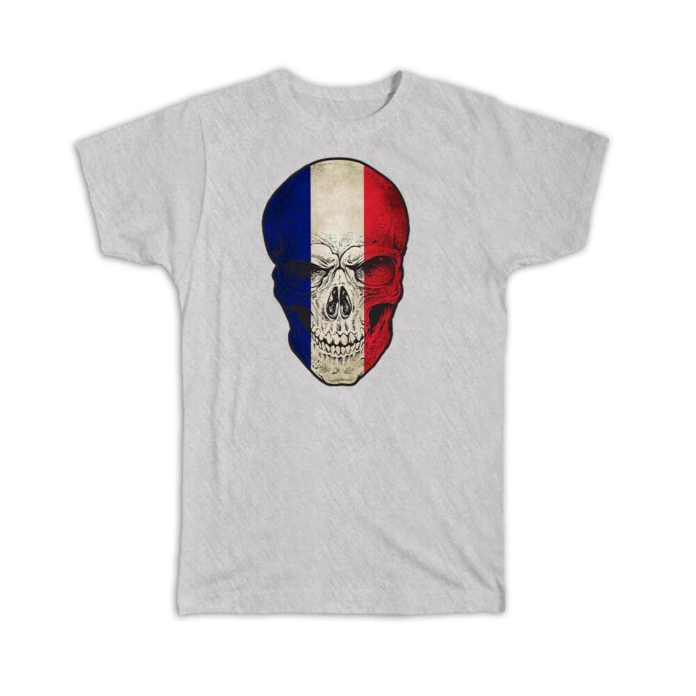 Gift T-Shirt : France Flag Skull French National Colors S