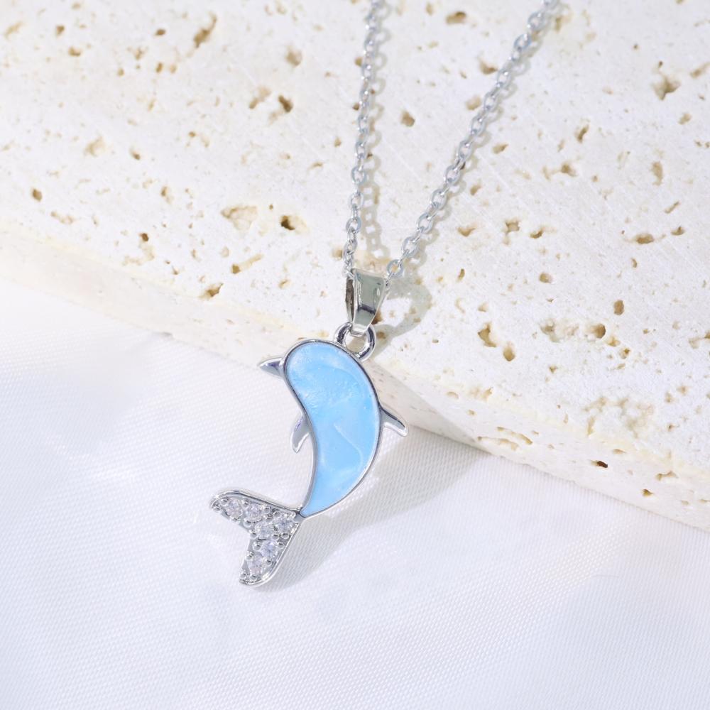 Simple Dolphin Zirconia Pendant Necklaces for Women New Fashion Wedding Party Necklace Jewelry Accessories