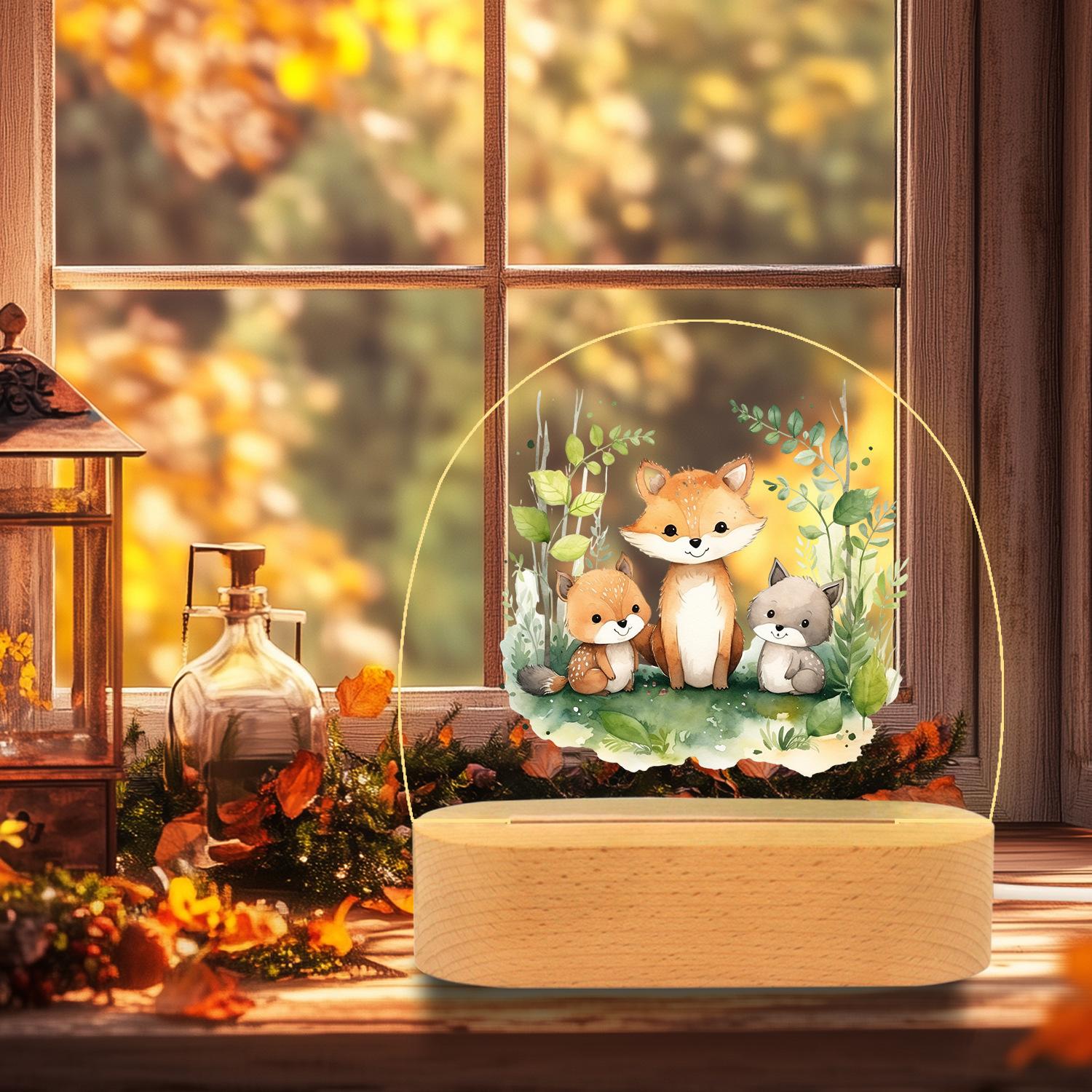 

Acrylic Night Light Cute Pattern Printing USB Powered Ambient Light for Desktop Decor