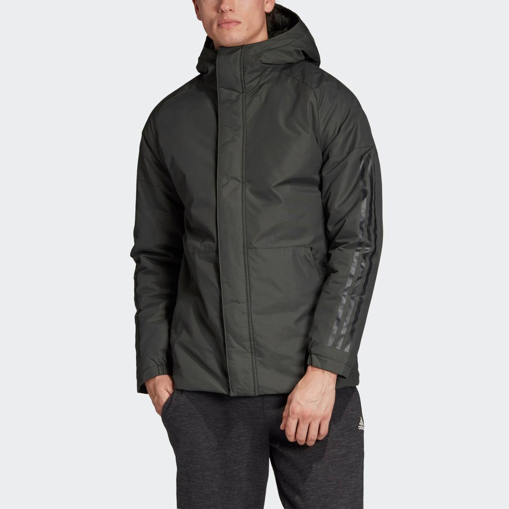 Adidas Outdoor Casual Jacket With Thermal Lining Men Jackets Gray Green DZ1429