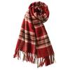 Sancai Women's Retro Plaid Fringed Winter Scarf