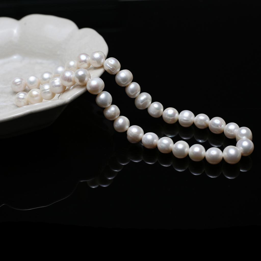 1String, White Natural Freshwater Pearls, Handmade Round Pearl Beads, 10-11 Mm, for DIY Necklace Accessories, Jewelry Making, Women Gift, 36 Cm