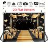 2D Elegant Graduation Backdrop, Black Gold Theme with Golden Stairs for Prom and Events