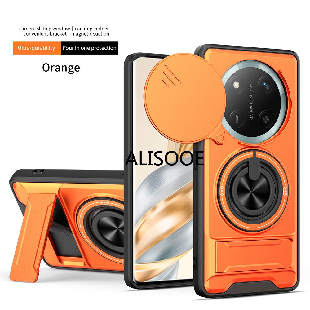 Funda for Honor Magic 7 Lite 5G Case Rotatable Slide Camera Protection Ring Stand Shockproof Cover Capa Funda