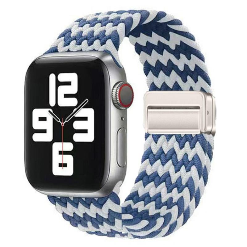 Geflochtenes Solo Loop-Armband aus Nylon für Apple Watch Band Ultra2 49 mm 9 8 7 41 mm Metall-Magnetarmband 45 mm 6 5 4 SE 44 mm verstellbarer elastischer iWatch-Gurt