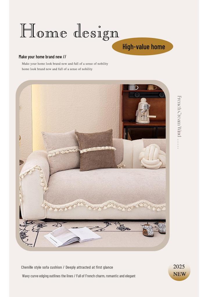 2026 Chenille Irregular Shaped Sofa Cushion, All-Season Non-Slip Cover