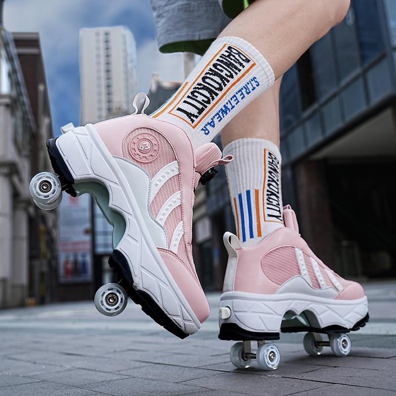 Runaway Shoes Four-wheel Student Children's Roller Skates Boys and Girls Removable Sneakers with Wheels