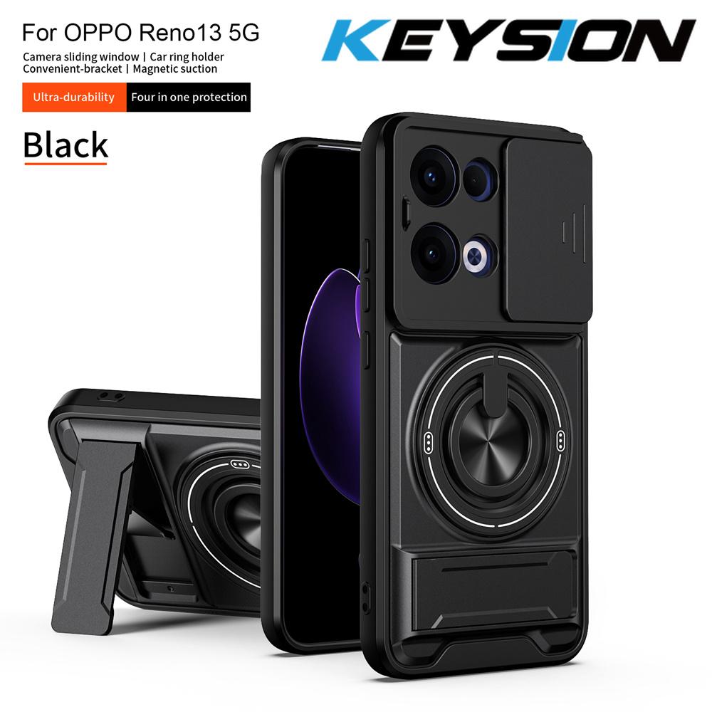 KEYSION Magnetic Phone Case for OPPO Reno13 Pro 5G Reno13 F 5G Slide Camera Protection Upright Kickstand Ring Shockproof Cover