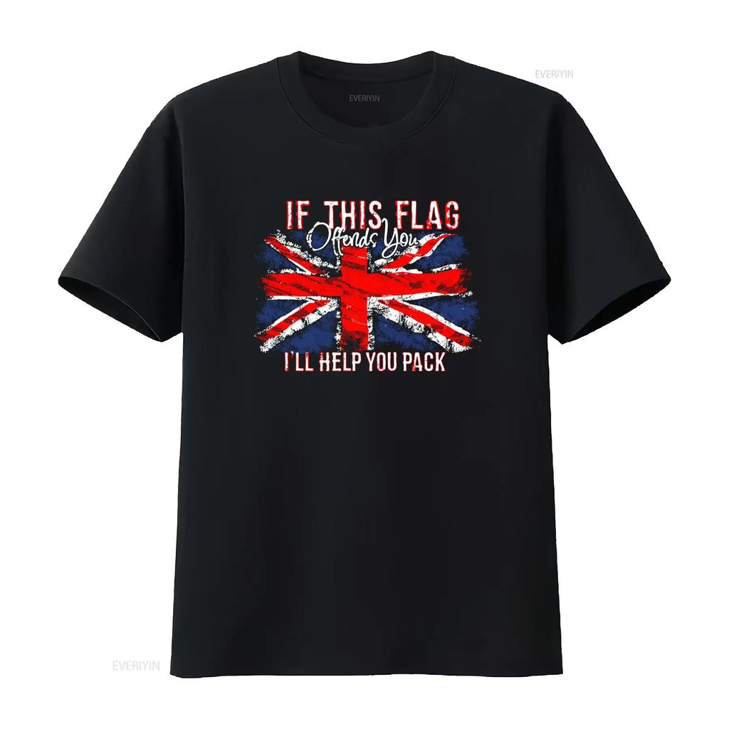 If This Flag Offends You Ill Help Pack Union Jack Britain Unisexs T Shirt 100 Cotton Vintage Graphic Slightly