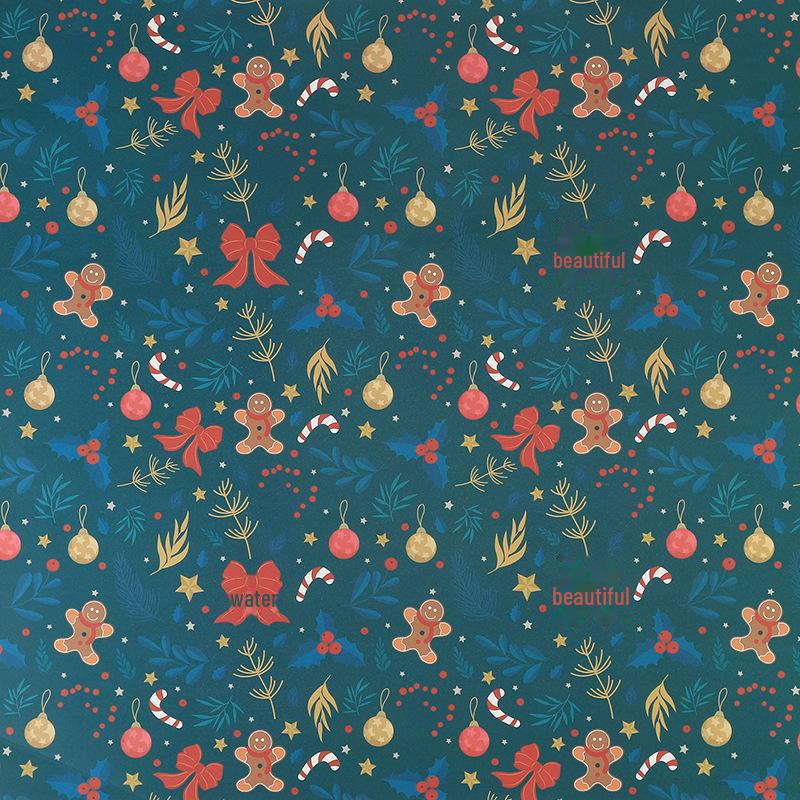 

Різдвяна подарункова упаковка: Щільний крафт-папір з малюнком дерев та лосів type B, size 50*74 білий