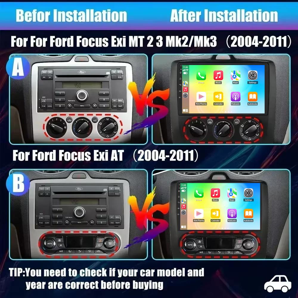 Car Radio Carplay For Ford Focus II (2005-2011) Navigation GPS Android Auto Multimedia Player Stereo Unit WiFi BT No 2din 4G