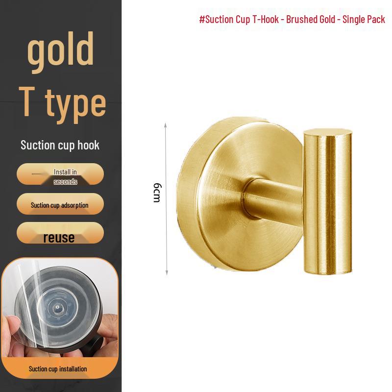 Trace-Free Stainless Steel Suction Cup Hook for Kitchen & Bathroom
