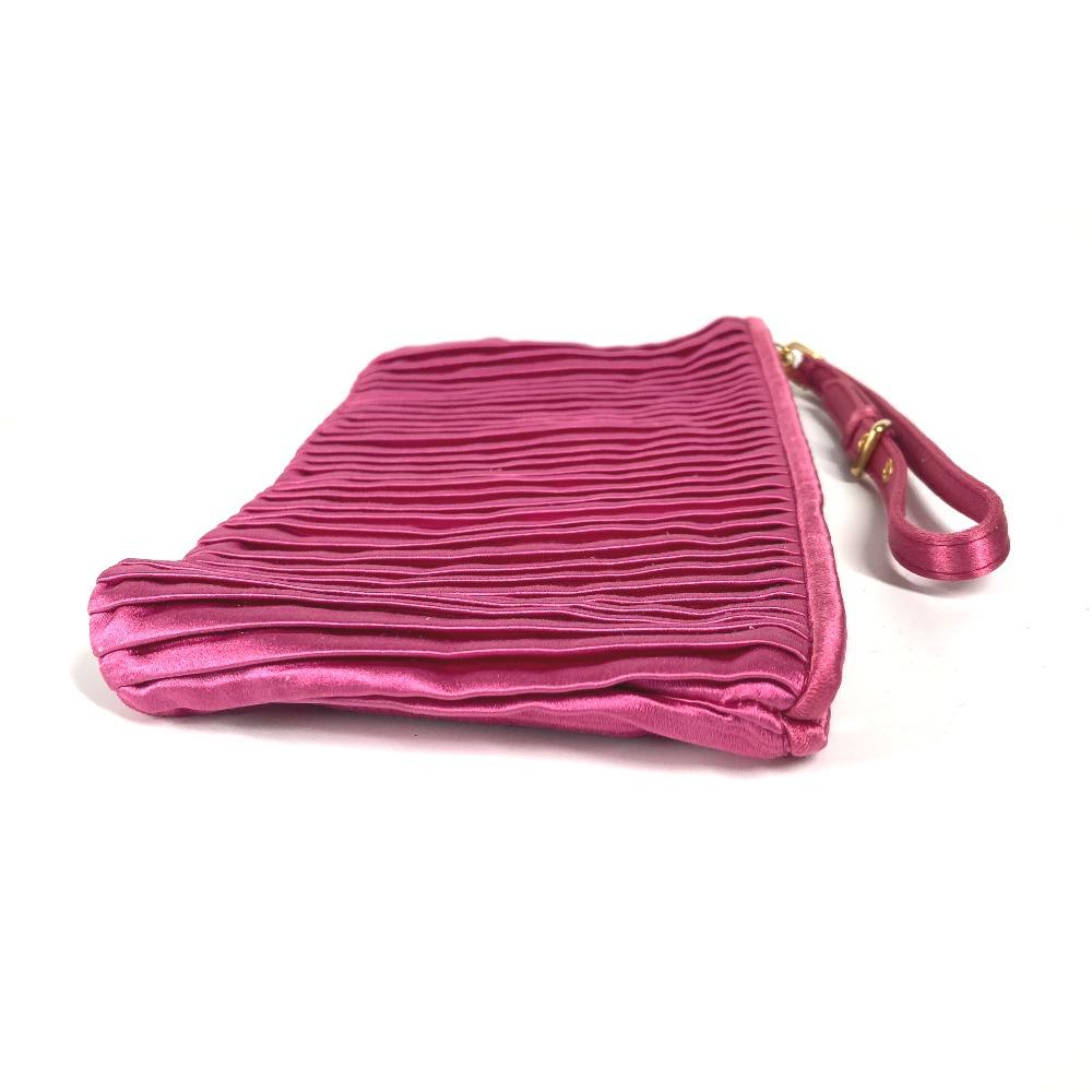 MIUMIU logo Pouch with bag strap Clutch bag Rayon / silk pink