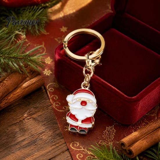 Oil Dripping Pendants 10/20/30Pcs Christmas Keychain Set, Golden Plated Alloy Enamel Keyring Pendant, Set Santa Tree Reindeer for Holiday Bag