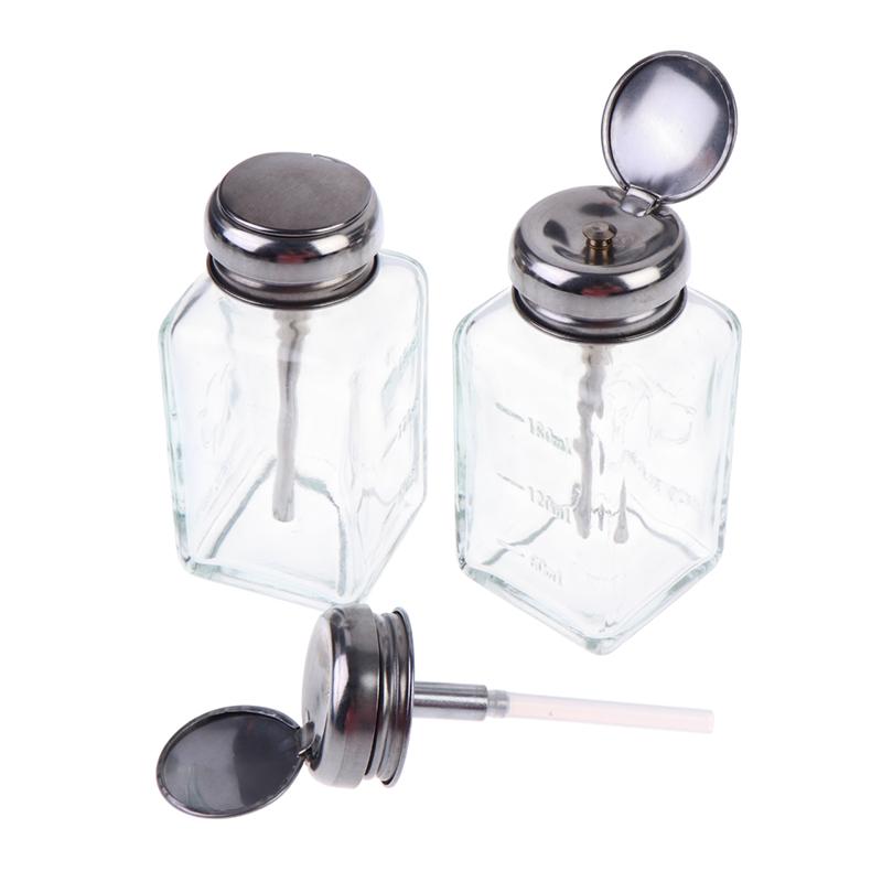 Empty Glass Nail Polish Remover Dispenser Refillable Press Pump Bottle Makeup Manicure Accessories