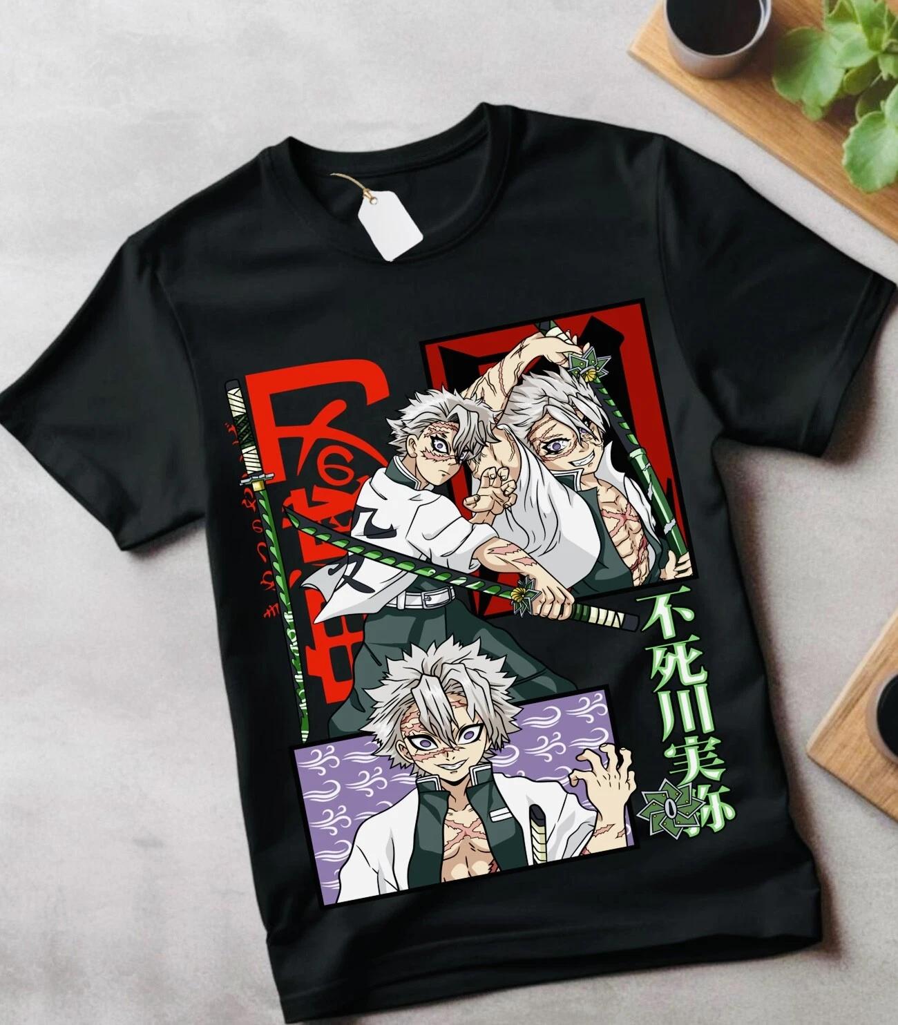 Футболка Гию Томиока Клинок, рассекающий демонов Kimetsu No Yaiba Аниме Черная футболка подарочная футболка M