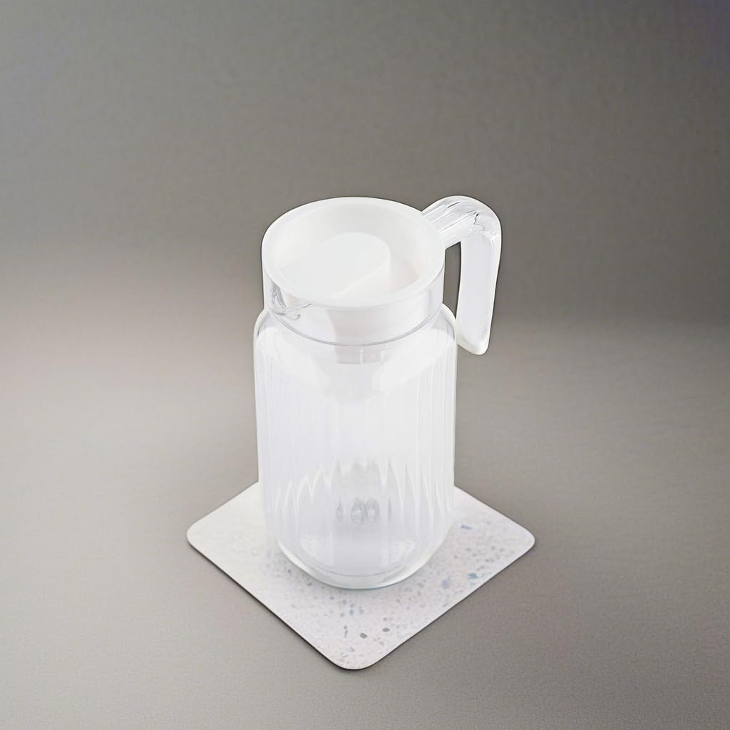 Tbest Acrylic Pitcher with Lid,Transparent Juice Jug Water Pitcher for Iced Tea,500ml Acrylic Transparent Bottle Striped Water Ice Cold Jug with Lid