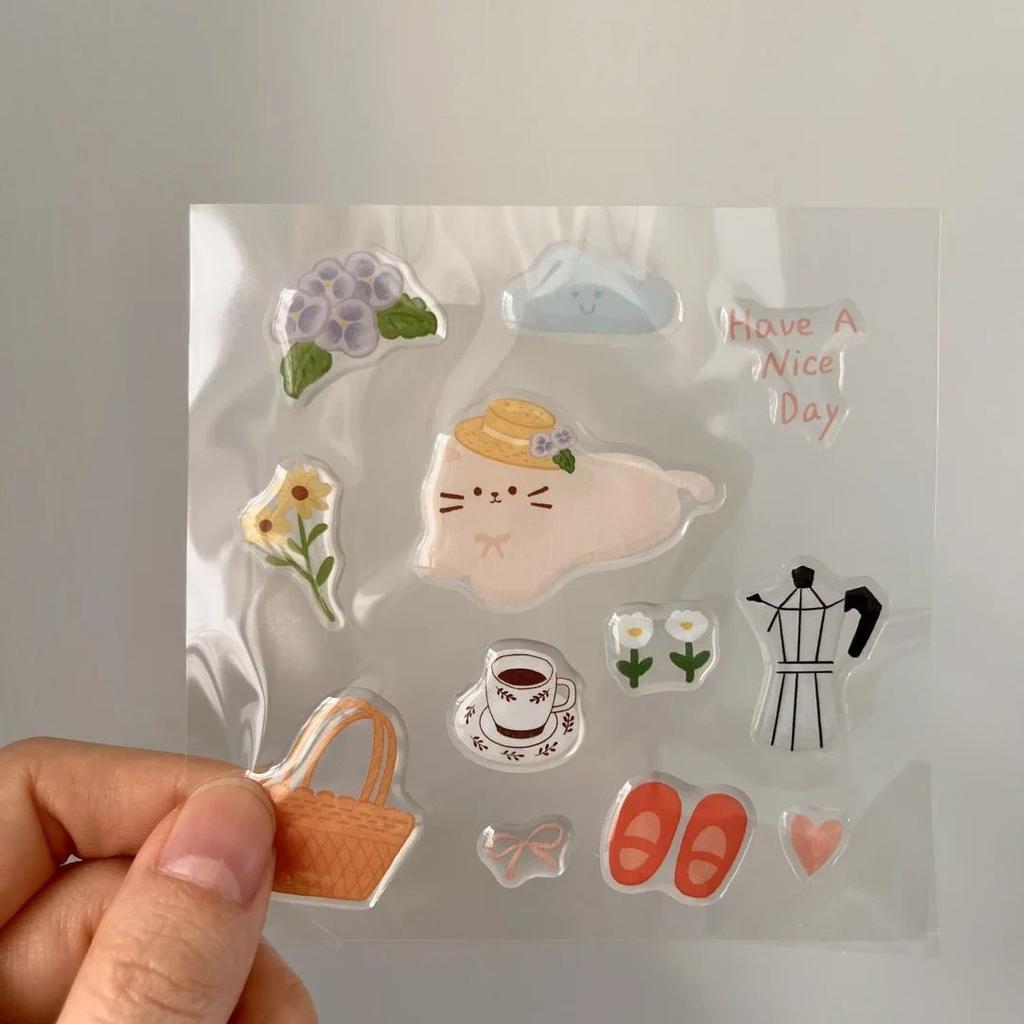 Adesivo de Resina Relevo 3D Fofo Piscina dos Desejos de Bolo Capa de Celular Menina Laptop Decalque Gelatina Transparente Papelaria Caderno Decoração DIY