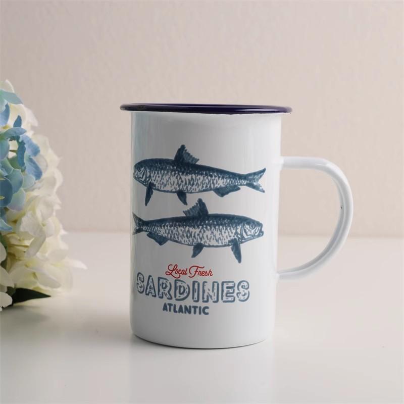 Outdoor Enamel Creative Coffee Tea Water Milk Cups Camping Mugs Enamel Mug with Handle Drinkware Vacation Hiking Mug Gifts
