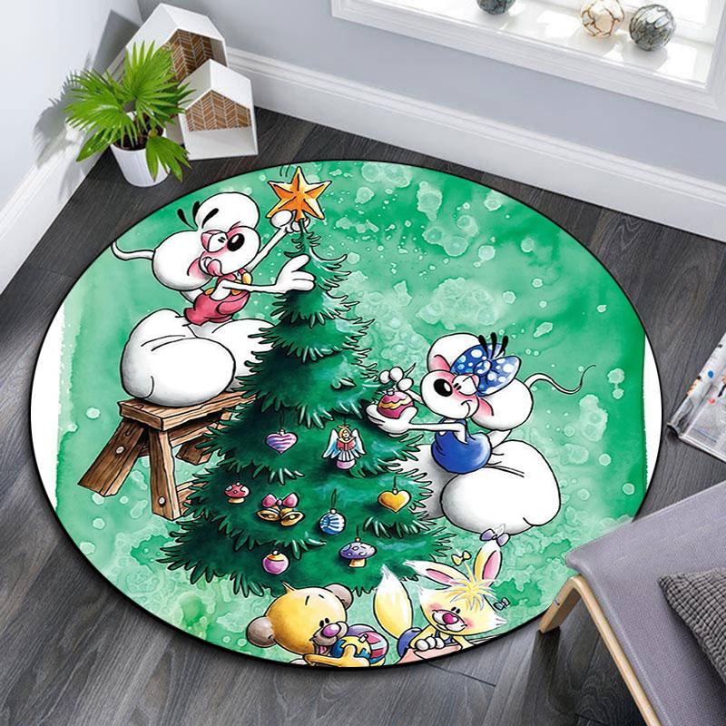 Diddl the Jumping Mouse3,Round Area Rug,Carpet Rug for Living Room Bedroom Sofa Playroom Decor,Non-slip Floor Mat
